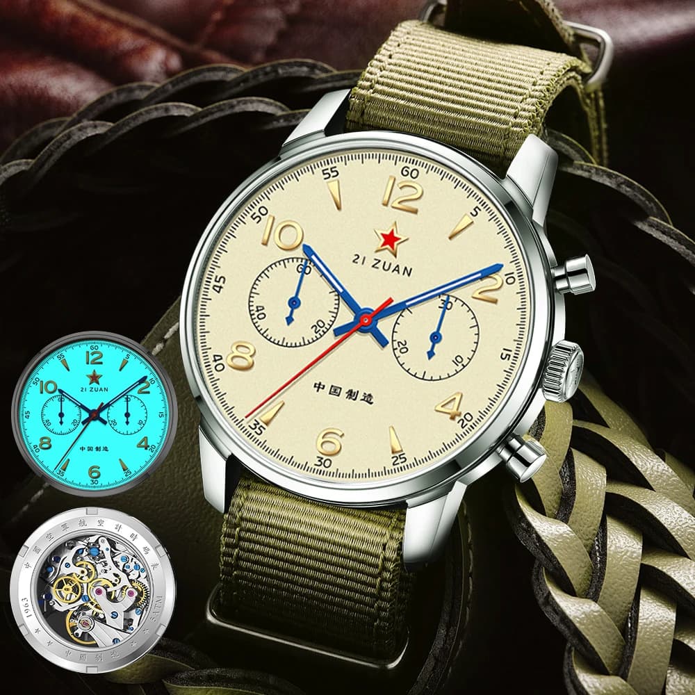 TOPHILL Classic Aviator 40mm Chronograph 1963 Mechanical Wristwatch Seagull Movement ST1901 Watch For Men Sapphire Crystal Sport