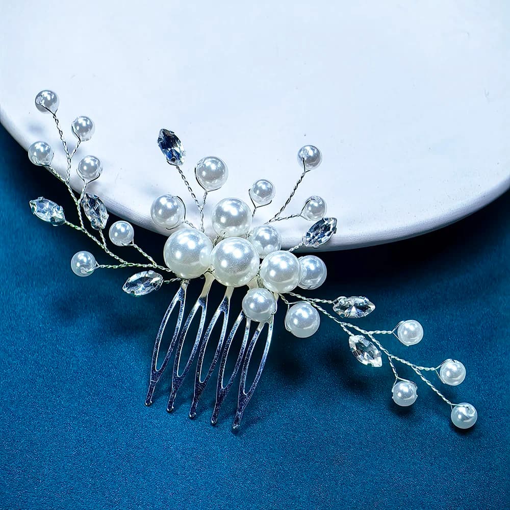 Pearl rhinestone hair comb, wedding hair ornament, sparkling tiara, dress decorating the bride and bridesmaids