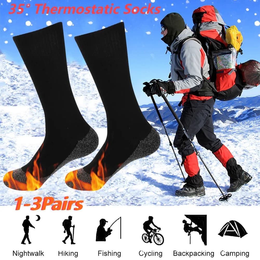 Breathable 35 Degree Constant Temperature Heat Stockings Acetate Fibers Heating Fiber Stockings Thermal Socks for Indoor Outdoor