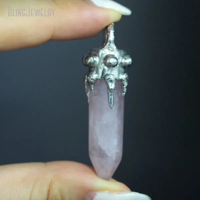 10Pcs Healing Crystal Rose Quartz Pink Pendant Soft Solder Jewelry Supply Earrings Necklace Charm Boho Dreamy Angelic Gothic Y2k