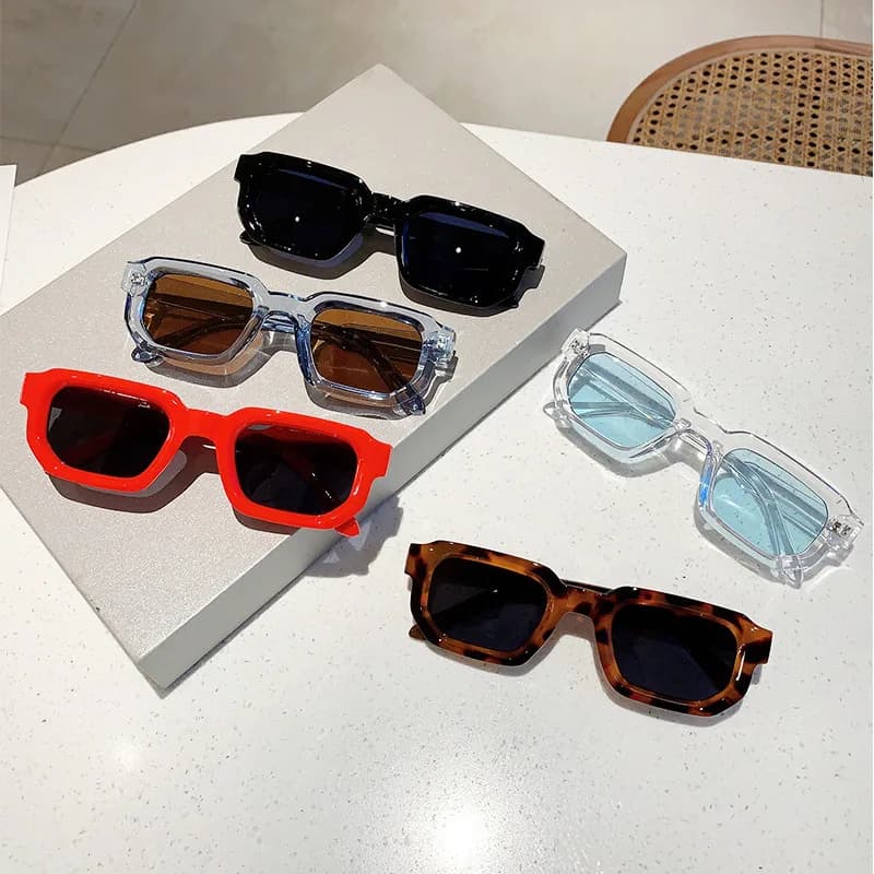 Men Vintage Rectangle Frame Sunglasses Fashion Retro Sun Glasses Luxury Brand Design UV400 Shades Eyewear Women Goggles