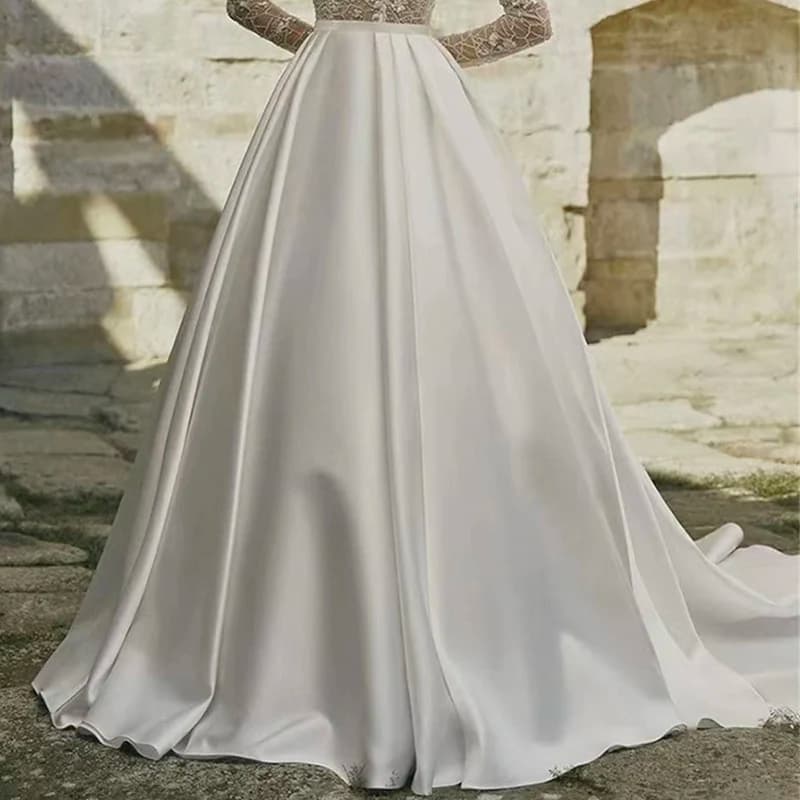 Luxury Satin Detachable Train Wedding Removable Skirt for Dresses Bridal Party Prom Overskirt