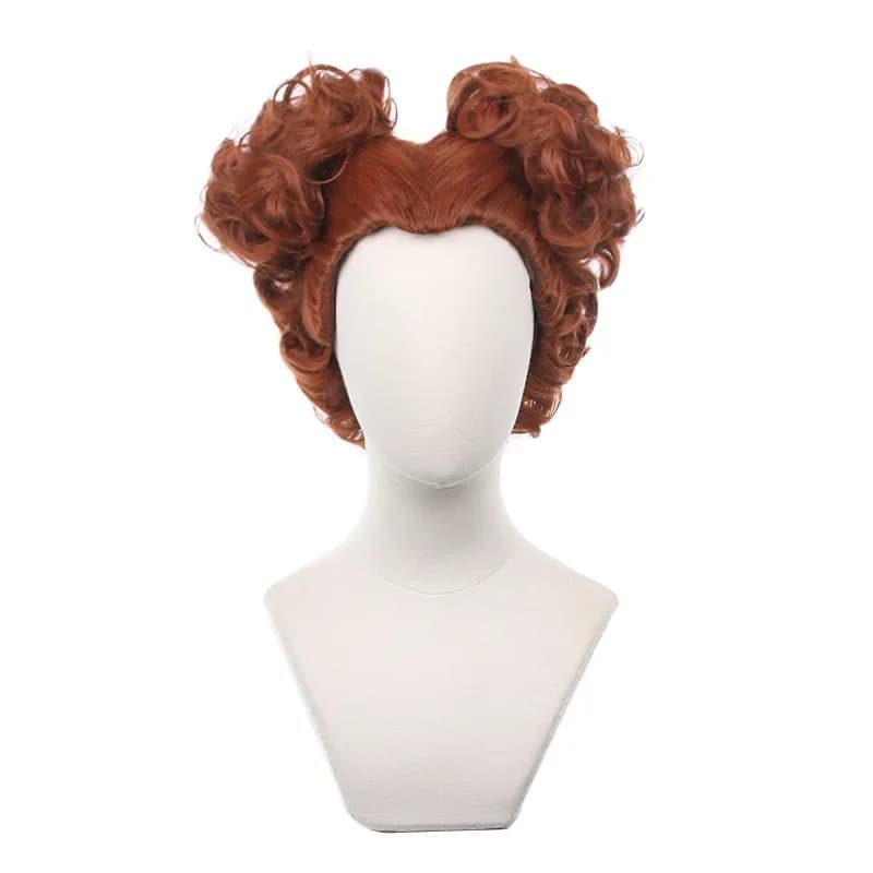 Hocus Pocus 2 Winifred Sanderson Wig for Women Short Curly Copper Red Heart Shaped Halloween Witch Costume Role Play Wigs