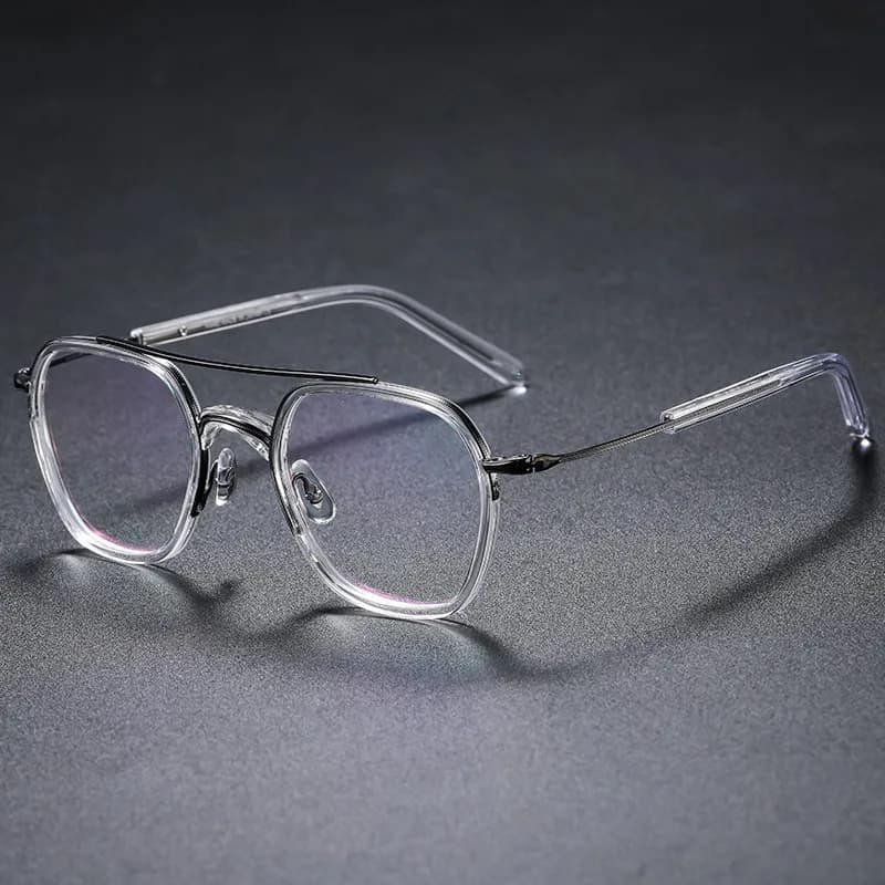 Pure Titanium Glasses GMS15retro Hong Kong Style Double-beam Handmade Tide Brand Beta Titanium Men and Women Myopia Box Big Face