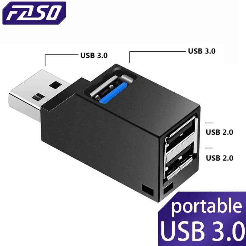 FASO Usb HUB port hub USB 3.0 HUB Adapter Extender Mini Splitter Box 1 to 3 Ports High Speed USB 2.0 For PC Laptop Disk Card  PC