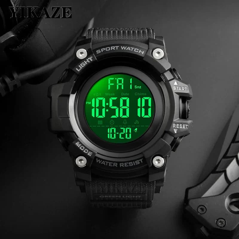 YIKAZE 9030 Waterproof Digital Watch Men's Sports Watches LED Alarm Clock Electronic Wristwatch Military clock for man Kids Gift