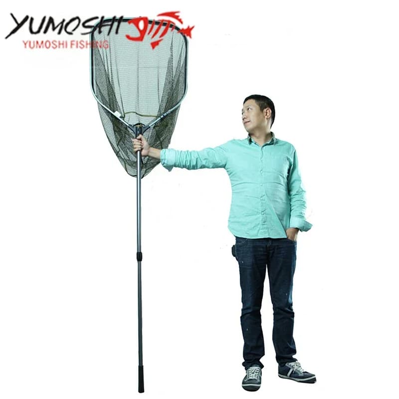 Large  Aluminum Alloy Fishing Net Fish Landing Hand Net Foldable Collapsible Telescopic Pole Handle Fishing Tackle 1m-2.25m
