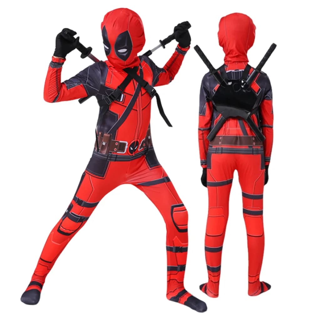 Deadpool Costume Kids Superhero Child Cosplay Costumes Jumpsuit Children Deadpool Costume Accessories Man Halloween Bodysuit