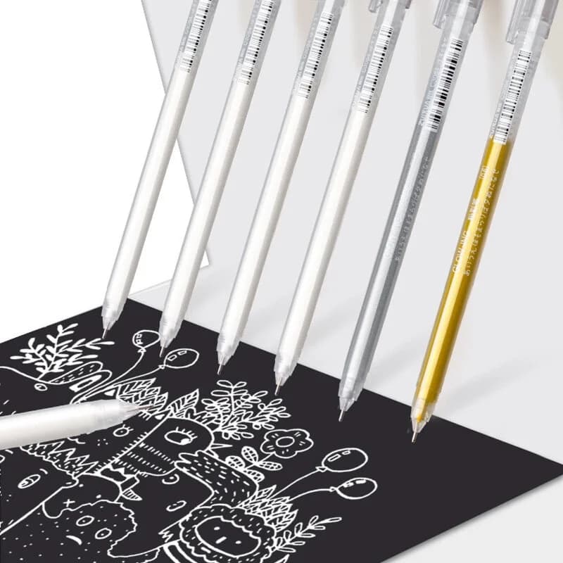 3 Pieces/Set Creative White Ink Gel Pen 0.6mm Highlight Marker Pen for Student Stationery Drawing Art Writing School Supplies