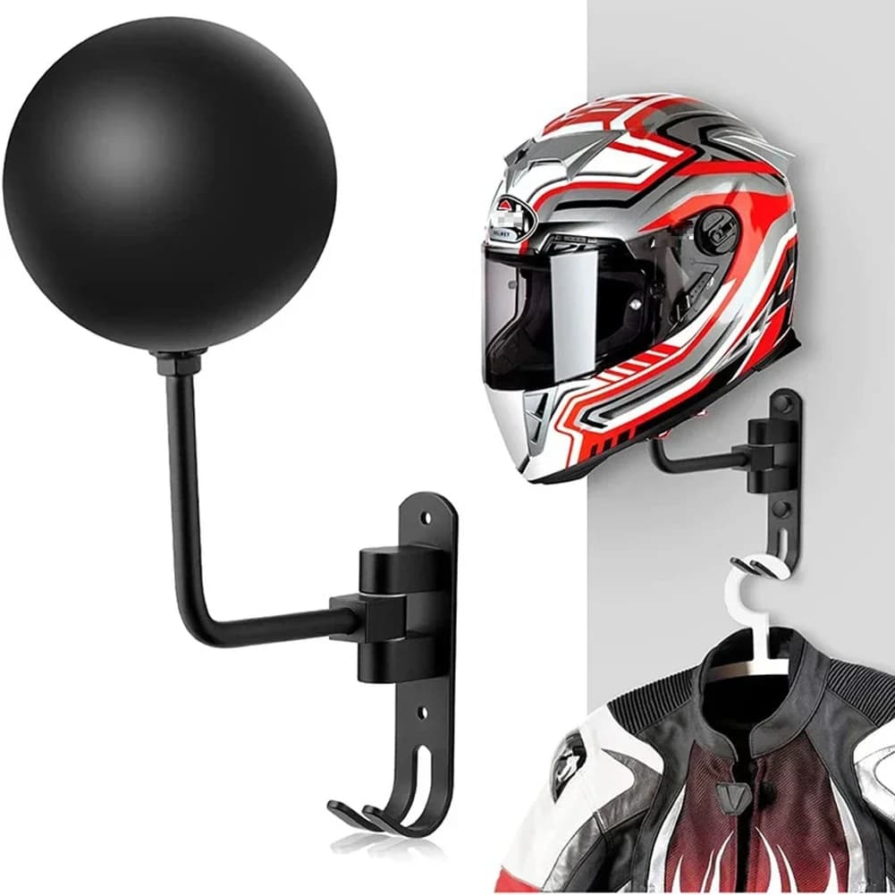 Motorcycle Helmet Rack Wall Mount Stain Steel Helmet Holder 180 Rotation Hanger with Double Hook Bike Helmet Holder Dropshipping