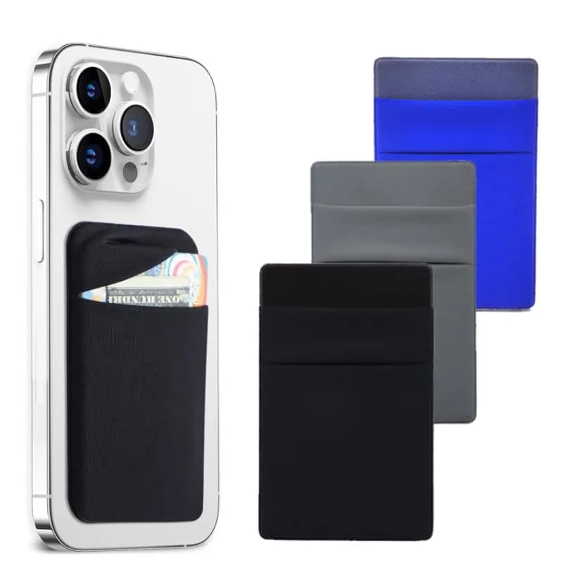 Fashion Elastic Cloth Cell Phone Card Holder Mobile Phone Wallet Case Credit ID Card Holder Adhesive Sticker Pocket Money Bag