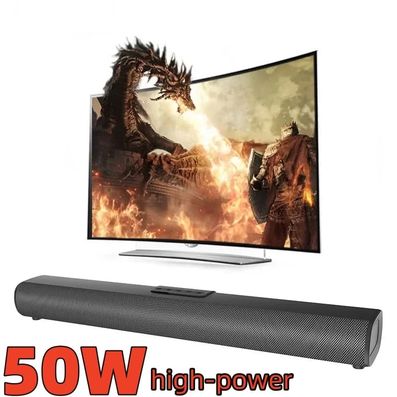 50W High-power Strip TV Soundbar Home Theater System Speaker BT5.0 Computer Theater Wired Wireles Home Surround Sound Subwoofer