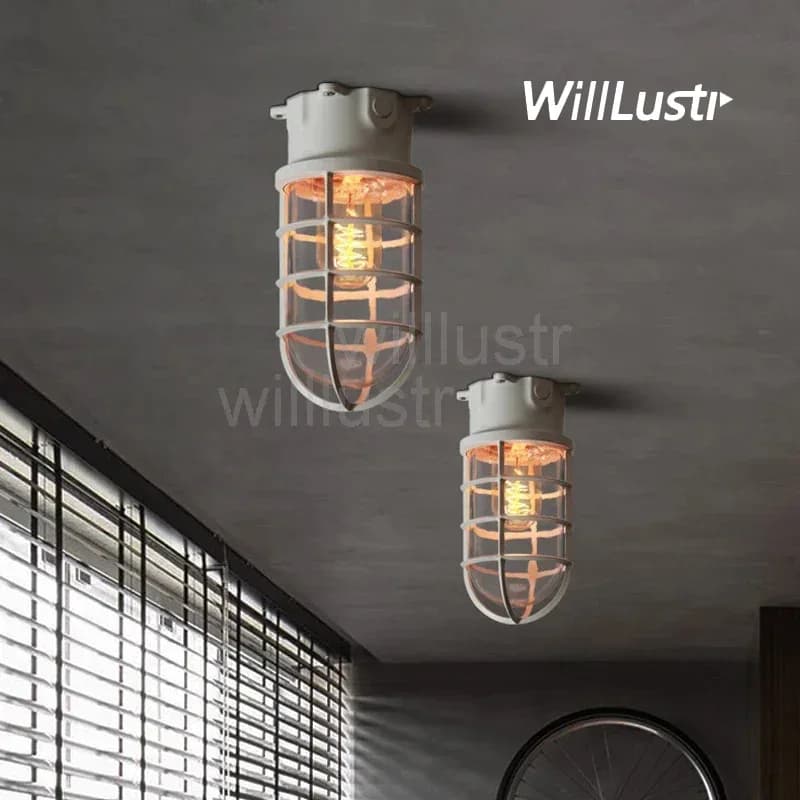 Macaron color metal ceiling lamp vintage wrought iron lamp loft America industry lamping dock glass shade lamp