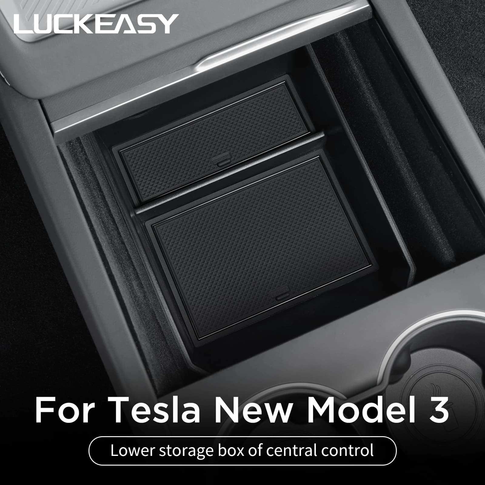 For Tesla Model 3 Highland 2024 Storage Box Central Console Lower layer Storage Organizer Case Tray Car Interior Accessories
