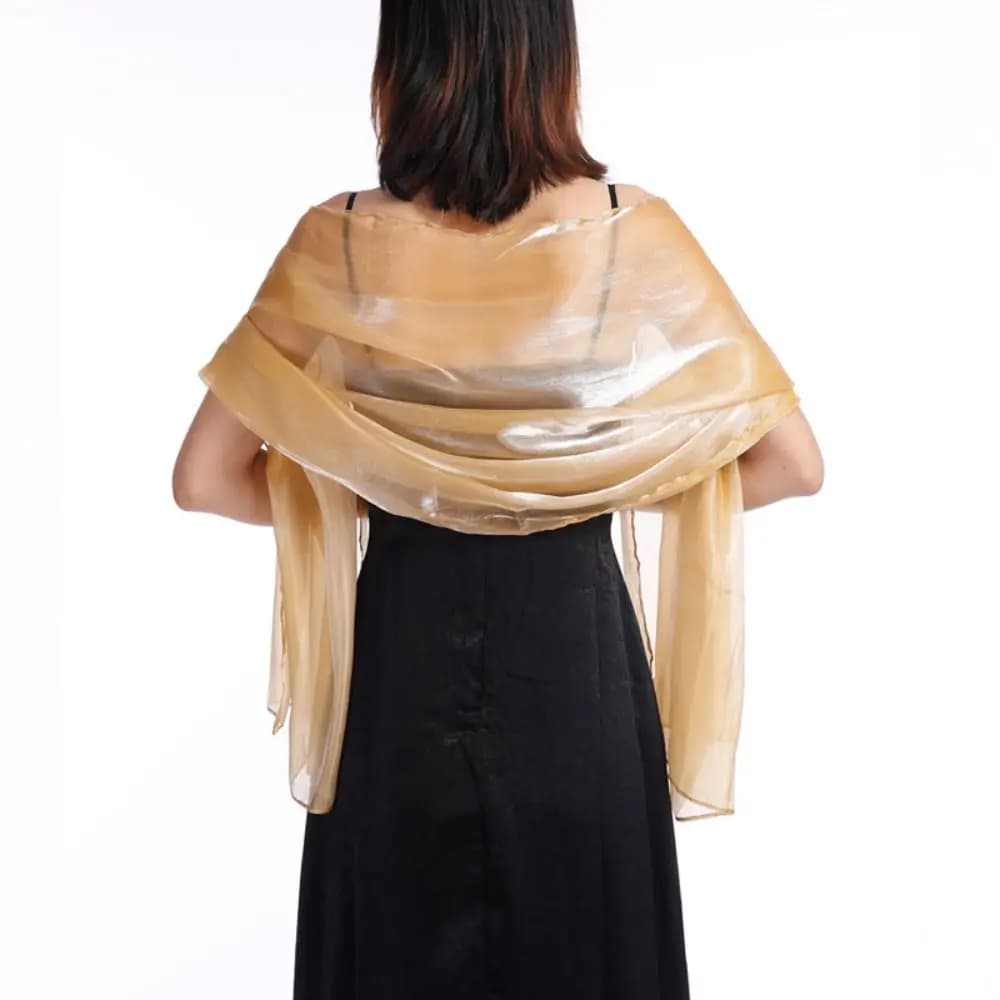 Solid Color Silky Shawls and Wraps Sunscreen Transparent Organza Long Shiny Cloak Scarves Soft Evening Dress Scarf Wraps