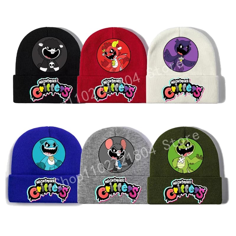 Nightmare Critters Children's Knitted Hat Cute Anime Fashion Cap Kawaii Cartoon Headgear Festival Party Print Winter Warmth Gift