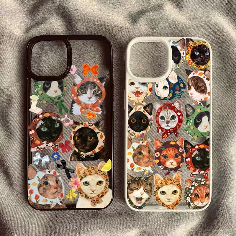 Phone Case For Samsung Galaxy A06 A16 A54 A35 A15 A55 A52 A34 5G S24 S23 S22 Ultra S24 FE S25 Colorful Cat Design Clear Cover