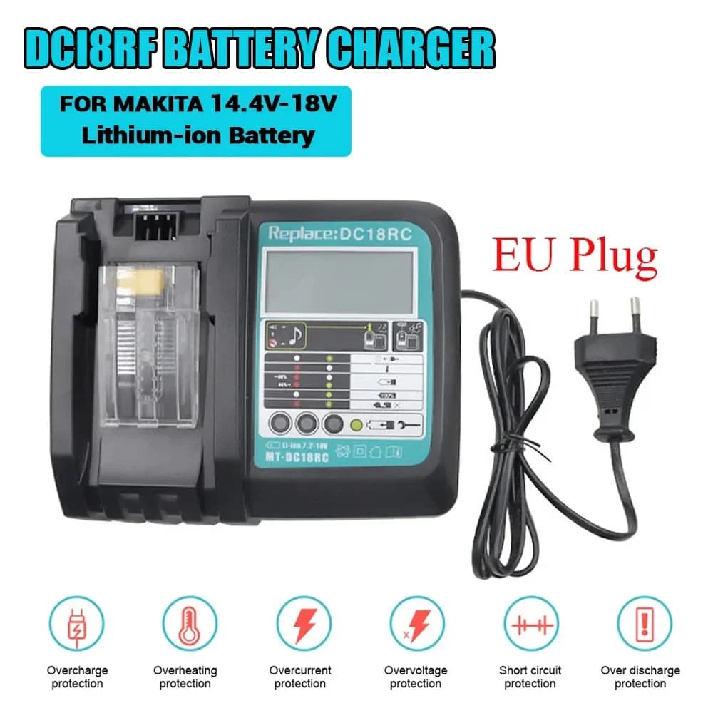 NEW DC18RF Li-ion Battery Charger 3A Charging Current for Makita 14.4V 18V BL1830 Bl1430 DC18RC DC18RA Power Tool with USB