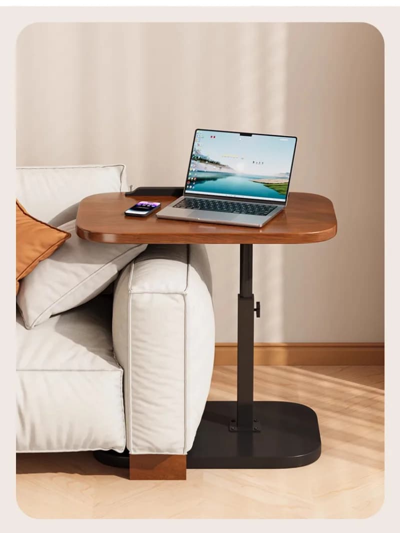 C-shaped Liftable Coffee Table Living Room Sofa Side Table Rotating Foldable Desktop Home Bedside Storage for RV Office Bedroom