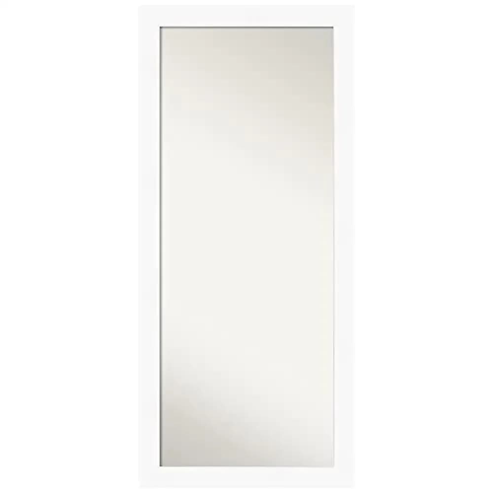 65.5 x 29.5 in. White Full Length Mirror Cabinet with Wide Bridge Brown Distressed Frame Wall Mounted or Leaning Floor Mirror