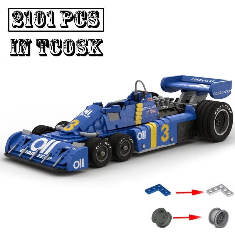 New Technologys MOC-158318 P34 1976 scale 1:8 SuperRace Car Model Buiding Kit Creators Block Bricks Kids Toys Birthday Gifts