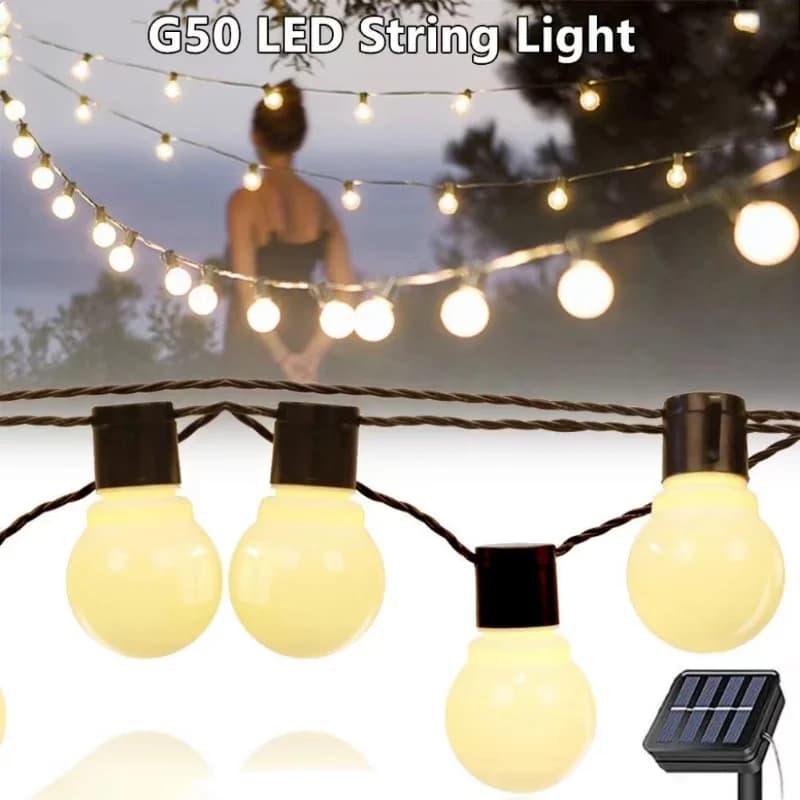G50 Bulbs Ambient Light Led Fairy String Lights Outdoor Solar Light Wedding Party Xmas Home Garden Decoration
