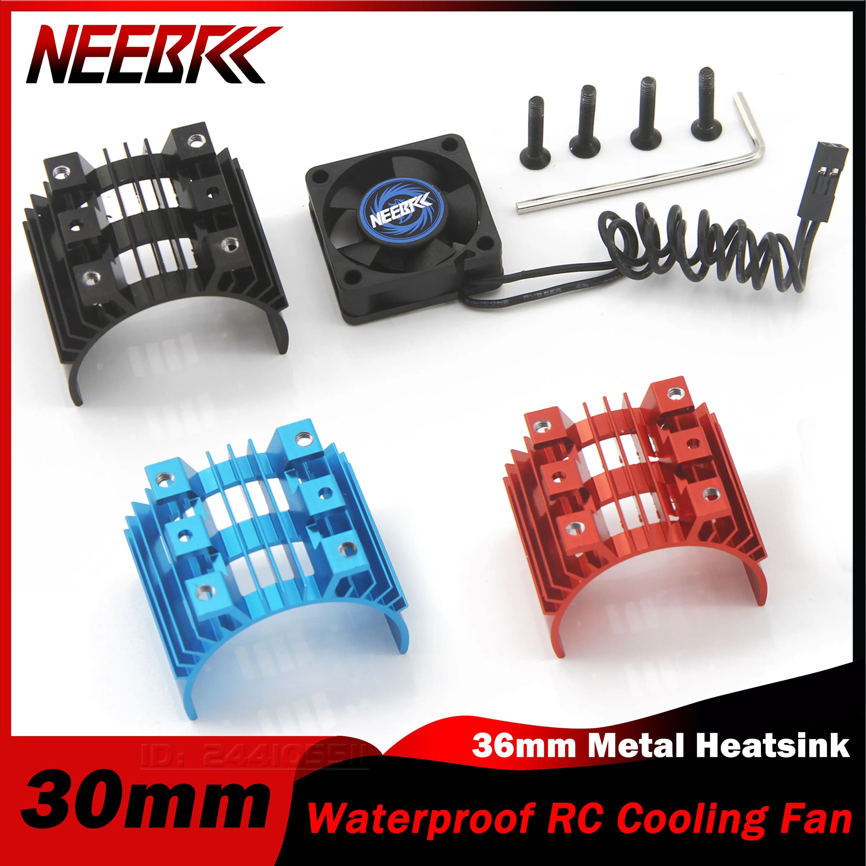 NEEBRC 30mm RC Cooling Fan Heatsink 5V-12V DC 25000RPM High Wind Rapid JST Plug 36mm Holder Cover for 36mm Brushless Motor ESC