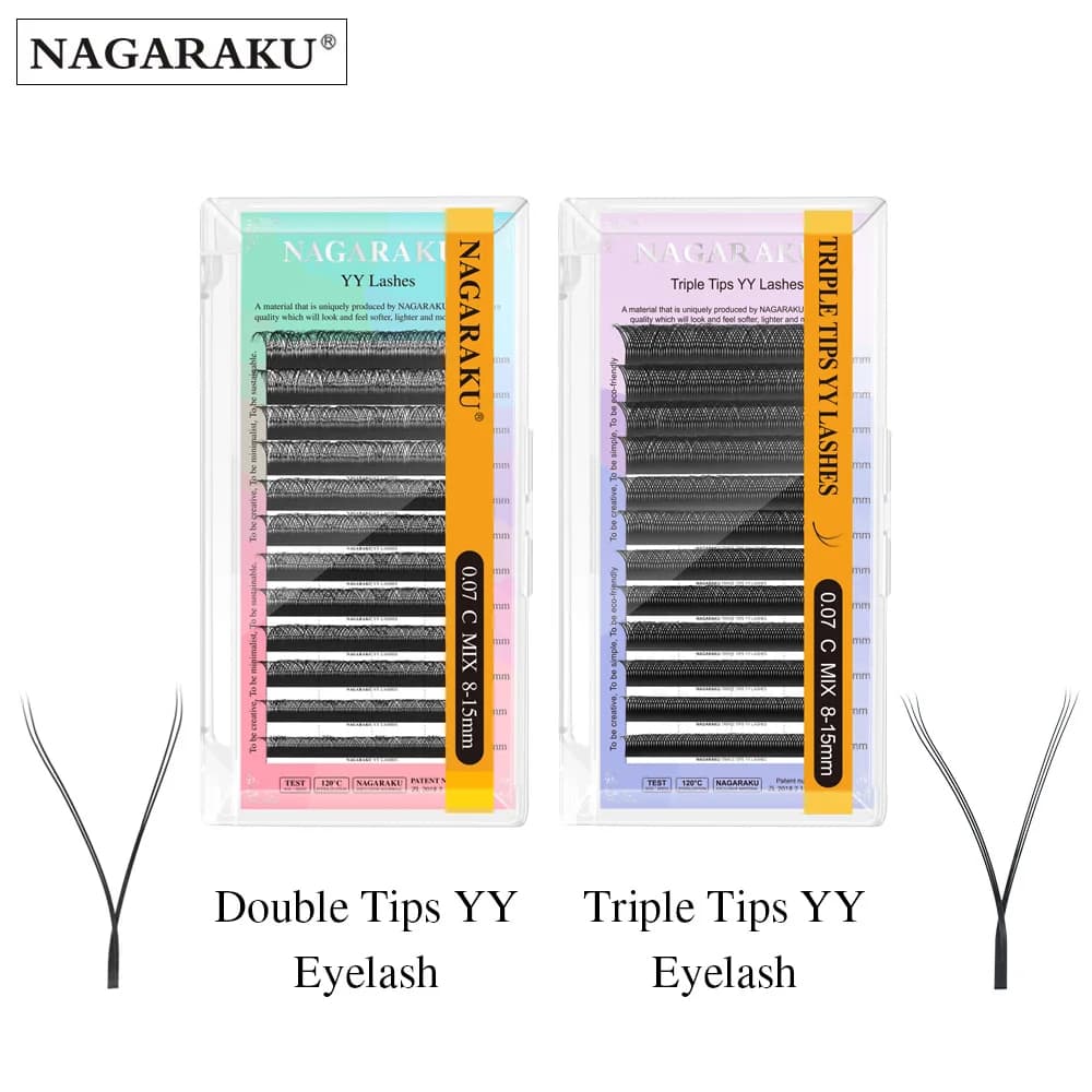 NAGARAKU YY Shape Double/Three Split Tips Triple Top  Interlaced Root Eyelash Extensions Eyelashes