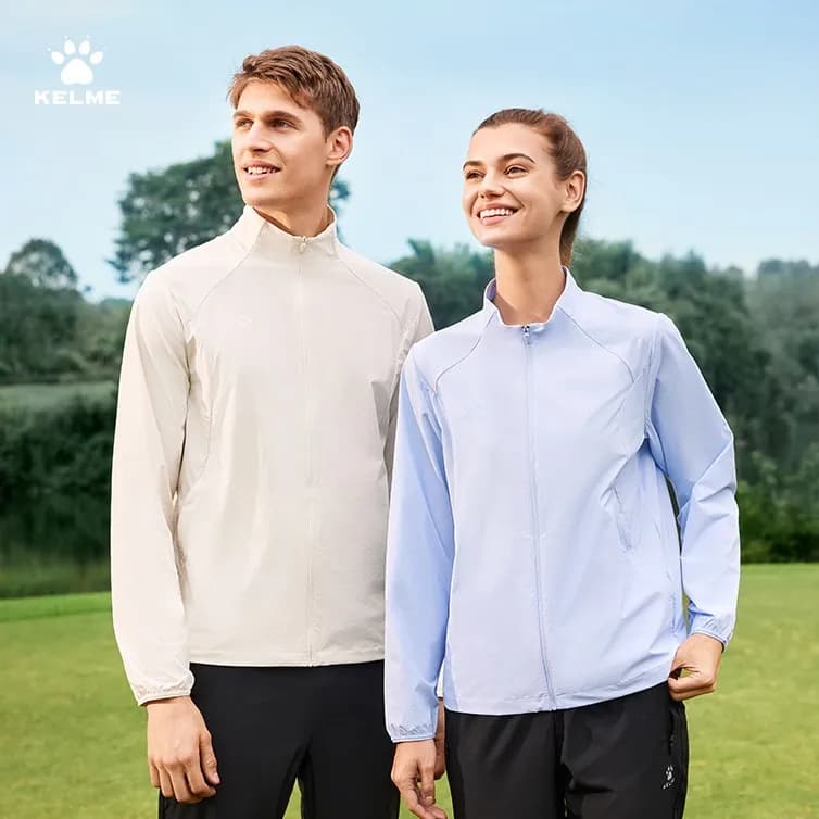 KELME woven jacket men's thin cardigan women stand-up collar jacket casual jacket commuting outdoor sports tops