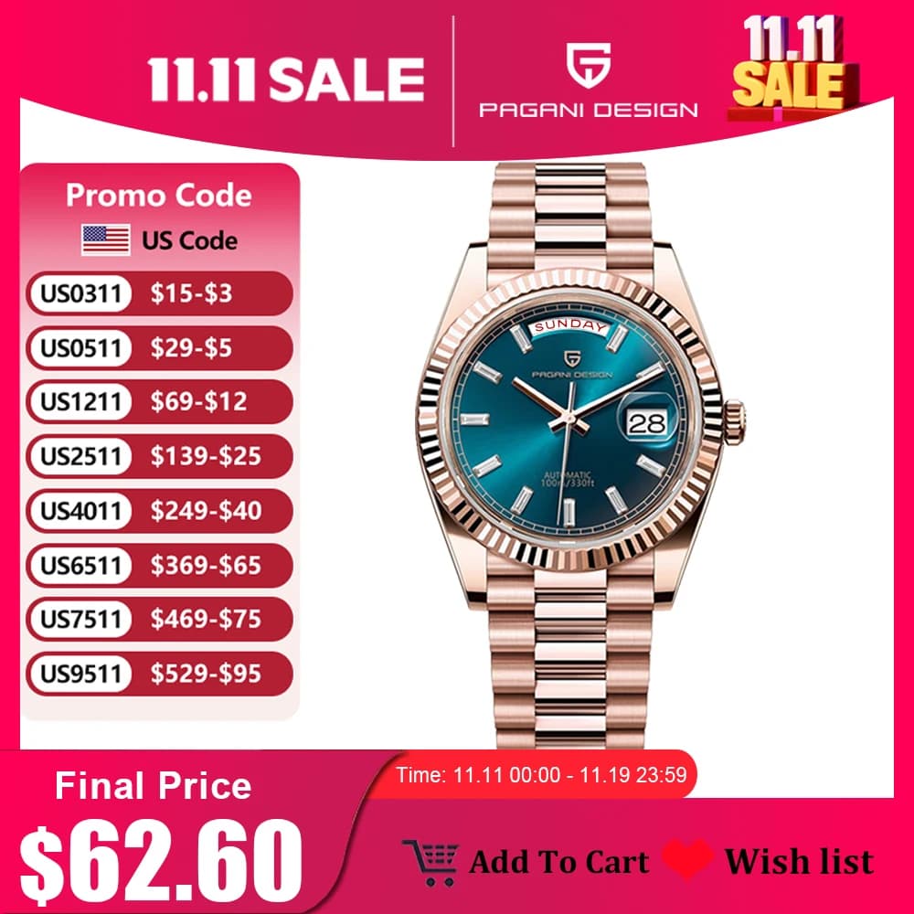 2025 New PAGANI DESIGN Luxury Men Mechanical Watches Rose Gold Automatic Watch For Men AR Sapphire Mirror Sports Clock Man Gifts