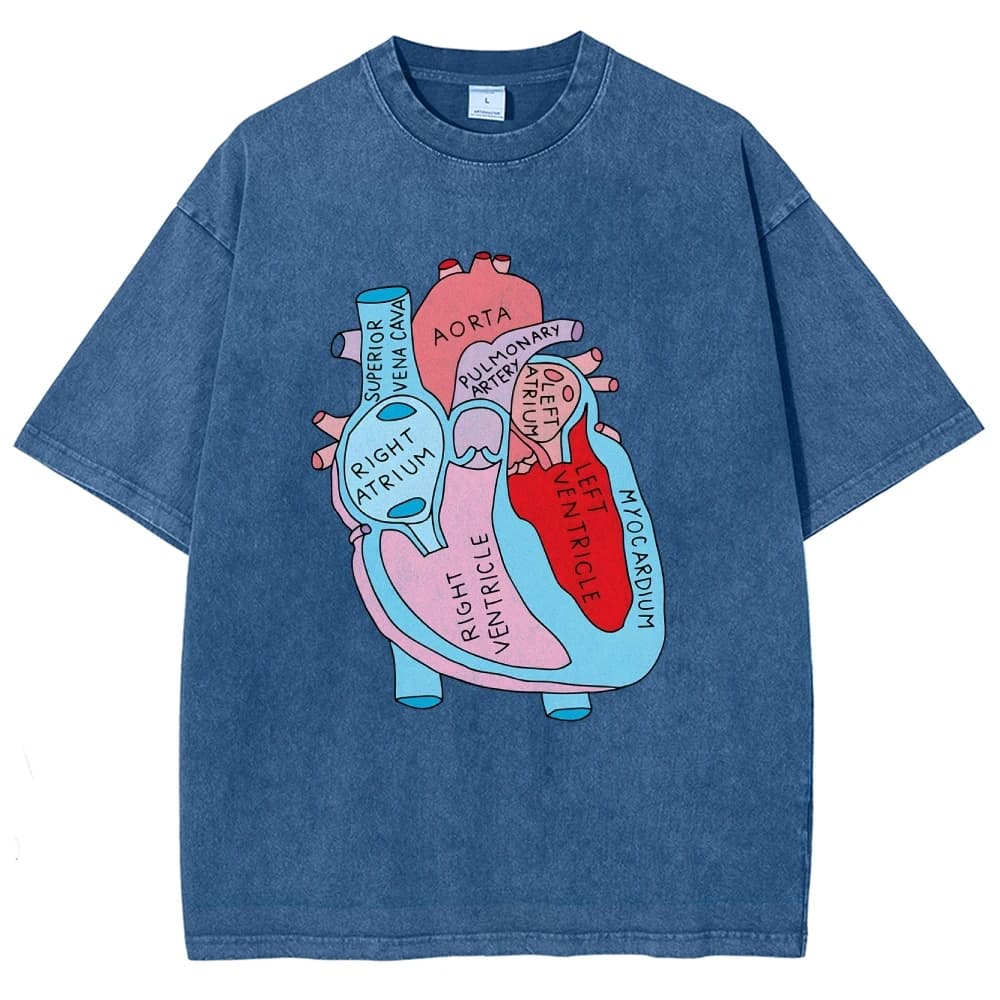 Contrasting Color Pure Cotton Women's T-Shirt Cartoon Heart Letter Printing Loose Oversize Shoulder Down Trend New Short Sleeves