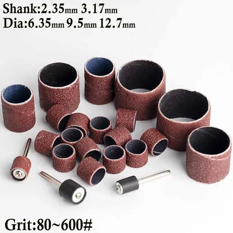 Sanding Drums Kit Sanding Band 1/2 1/4 3/8 Inch Sand Mandrels 80-600 Grit Fit For Woodworking Nail Drill Rotary Abrasive Tools