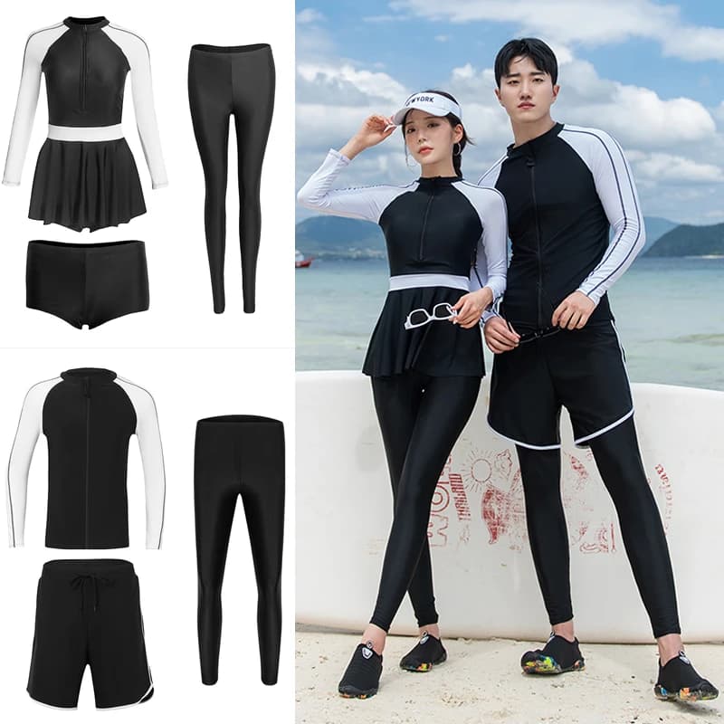 Rash Guards Couples 2025 New Korean Long Sleeve Patchwork Multi Pieces Swimsuit Swimwear Bathing Suits Surfing Long Pants