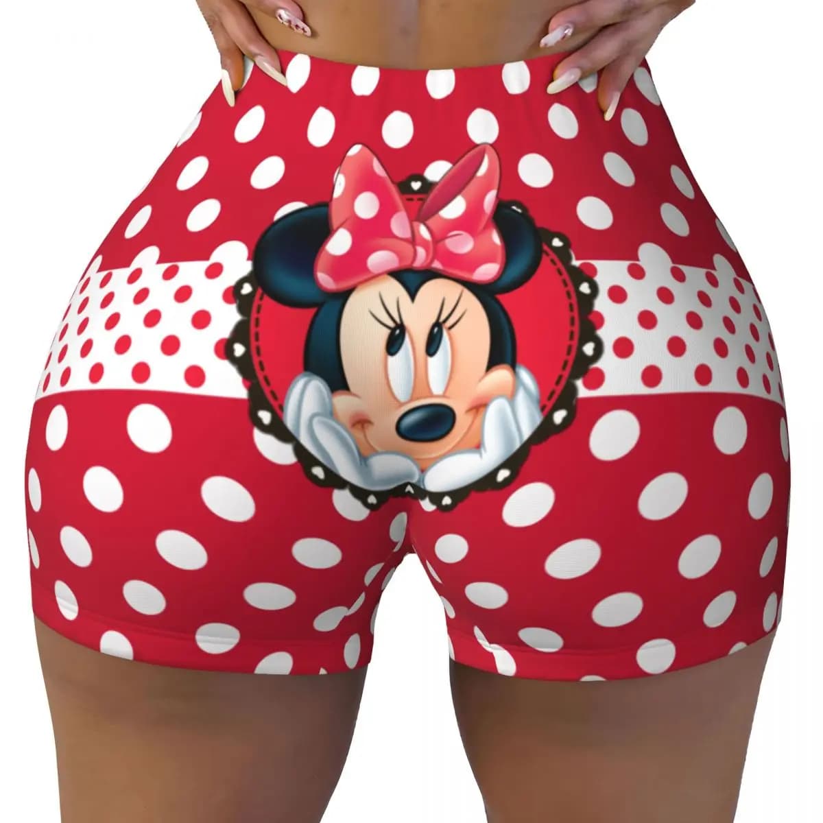 Minnie Mouse mickey Workout Shorts for Women Scrunch Butt Lifting Tummy Control Yoga Fitness Booty Cycling Short Pants
