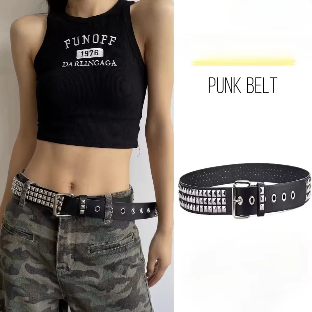 Star Eyelet Belt For Women Men Fashionable Double Pin Buckle Belt Unisex Party Belt