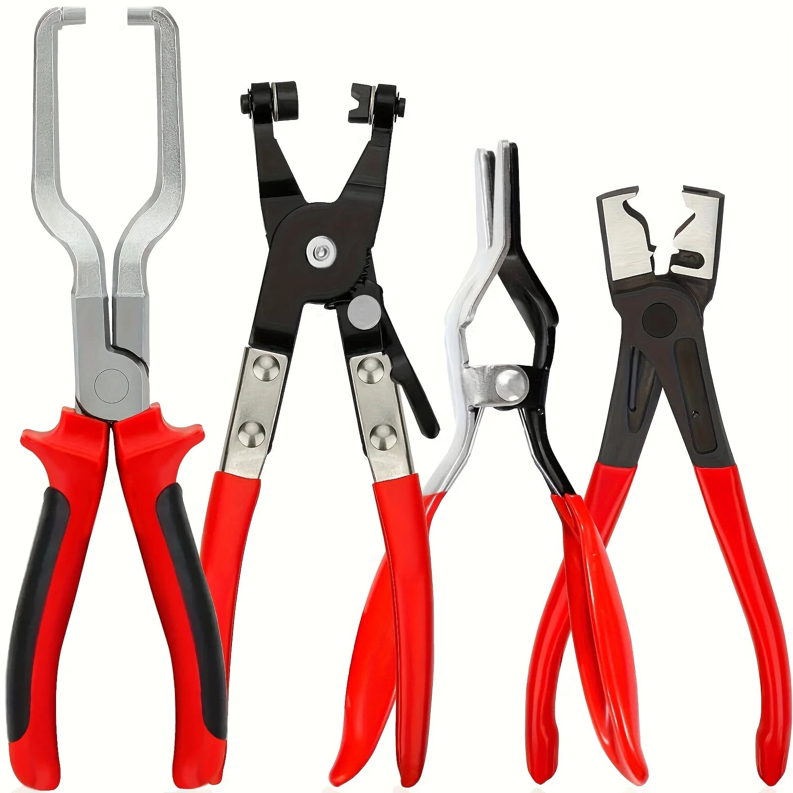 Professional Hose Clamp Pliers Set of 4 - Fuel Line Disconnection and Removal Tool Kit for Auto Repair