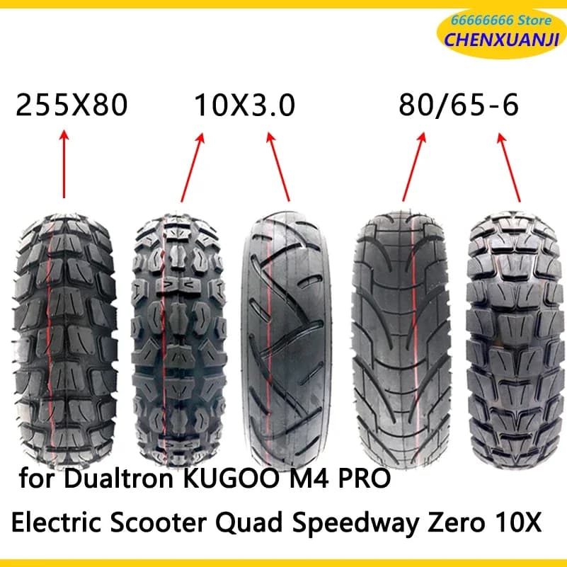 10 Inch Tire 80/65-6 10X2.50 10X3.0 255X80 Tyre with Tube for Dualtron KUGOO M4 PRO Electric Scooter Quad Speedway Zero 10X