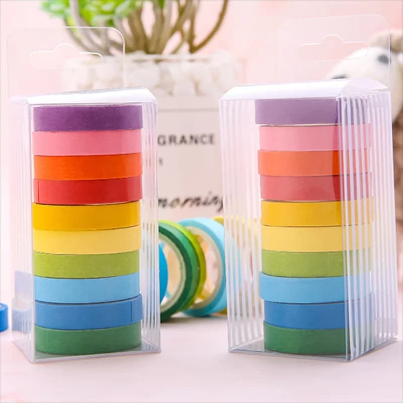 10Pcs Masking Paper DIY Craft Decoration Washi Tape Stickers Solid Color Tape Stationery
