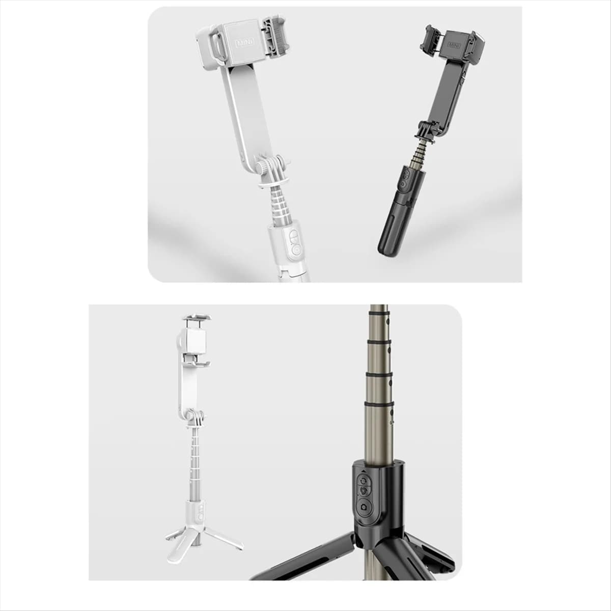 72cm Anti-Shake Mobile Phone Gimbal Stabilizer Bluetooth Selfie Stick Aluminum Alloy Handheld Stabilizer White