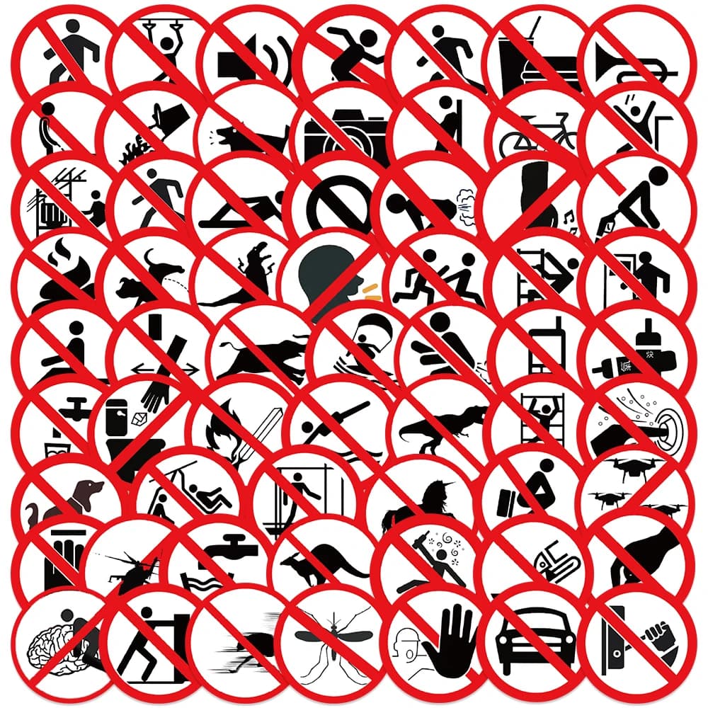 62 Funny no sign stickers, luggage, notebook, guitar, skateboard, waterproof PVC graffiti stickers