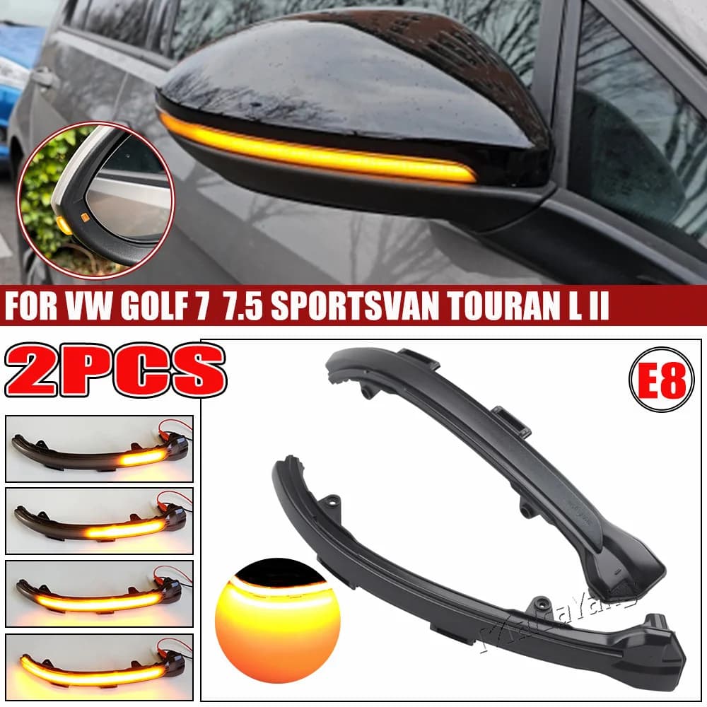 For VW Volkswagen Golf 7 Jetta MK7 19 VII MK7 Golf 7.5 GTI R Touran LED Dynamic Turn Signal Blinker Side Mirror Indicator Light