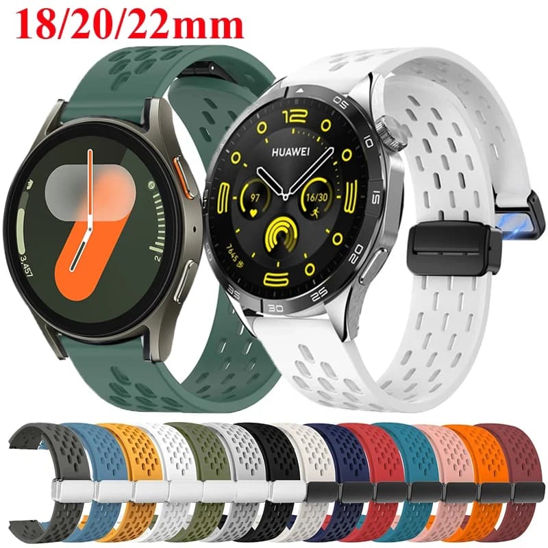 18mm 20mm 22mm Magnetic Strap For Samsung Galaxy Watch 4/5/6/7/Gear S3/Active2 Silicone Band Huawei GT4 GT3 2E Garmin Venu 3S 2S