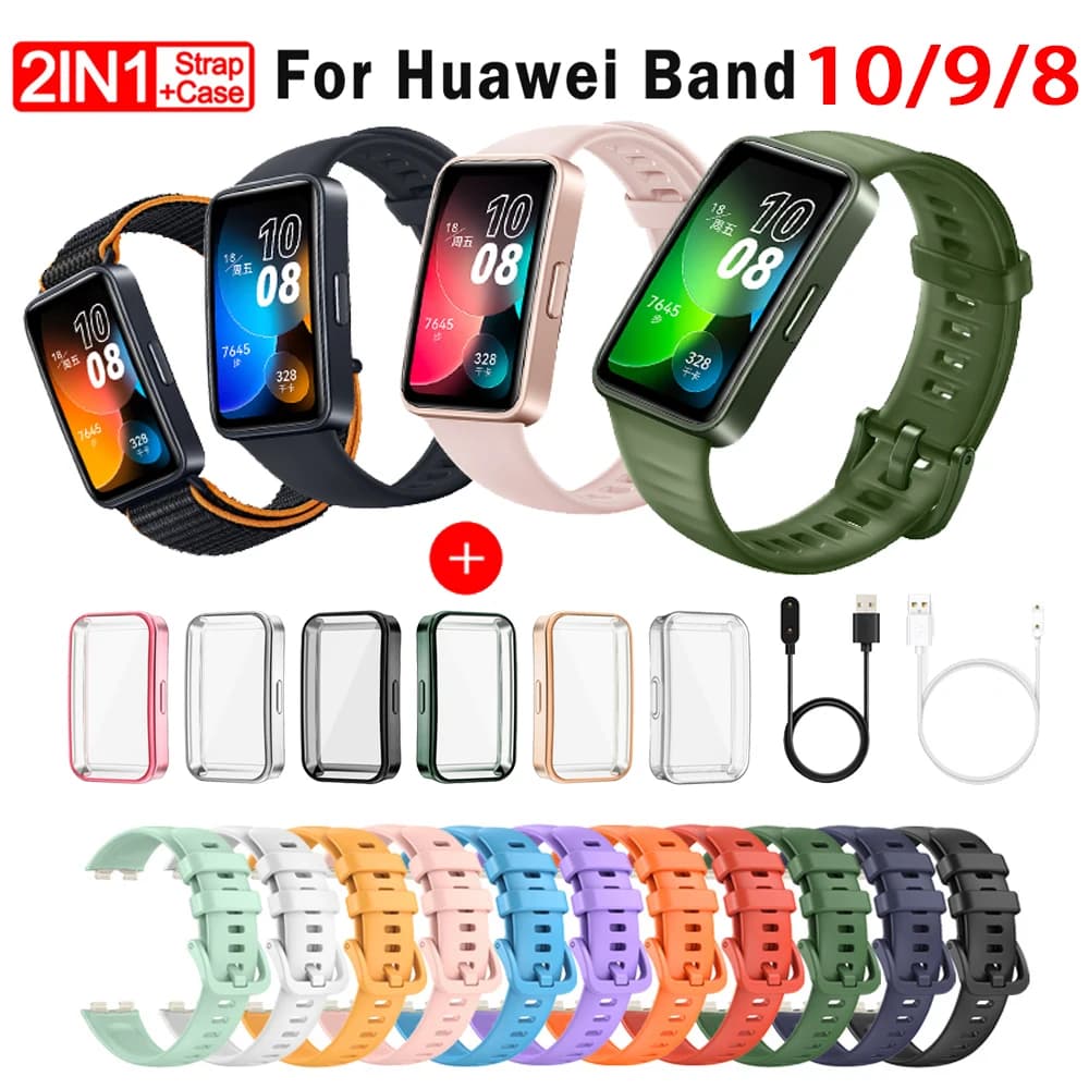 Soft Silicone Strap Case for Huawei Band 10 8 9 Accessories Replacement Bracelet Screen Protector Wristband for Huawei Band9