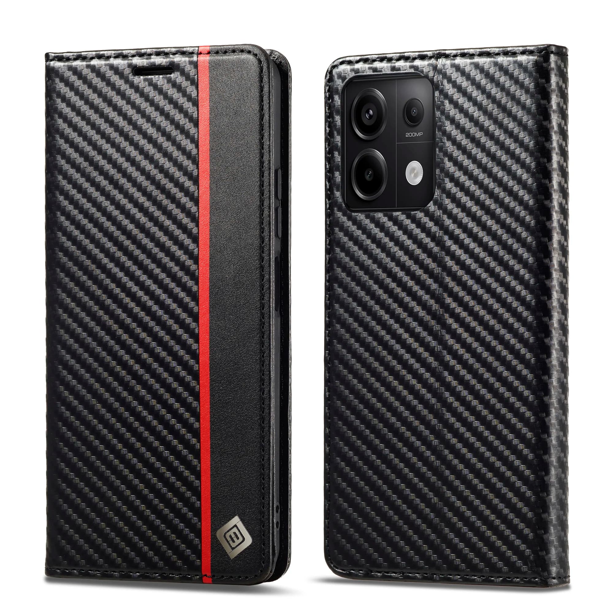 Magnetic Cards Solt Wallet Book Case For Xiaomi Redmi Note 13 Pro 12 13T 12T POCO X6 X5 X4 X3 11S 12S 11 Carbon Fibre Flip Cover