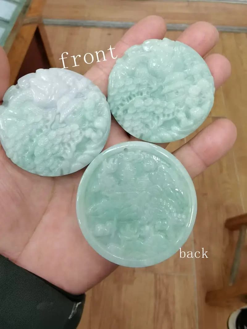 Nature Myanmar Jade Pendant Round Landscape Totem Emerald Amulet Hanging Magical Energy Talisman