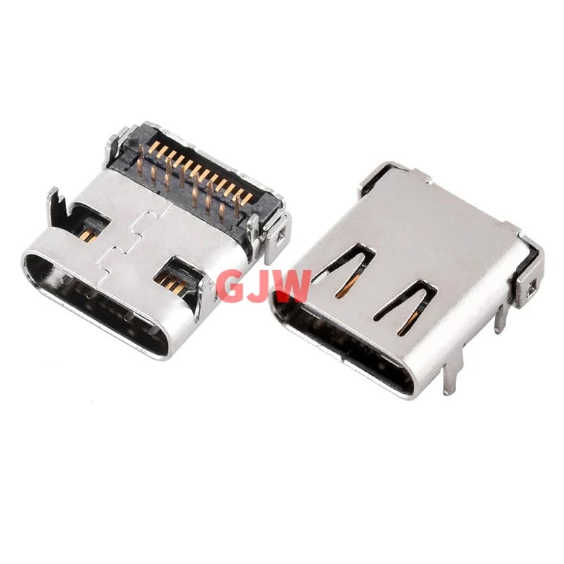 2Pcs USB 3.1 Type C Connector 24 Pin Female Right Angle SMT Tab USB 3.1 Version Socket Receptacle