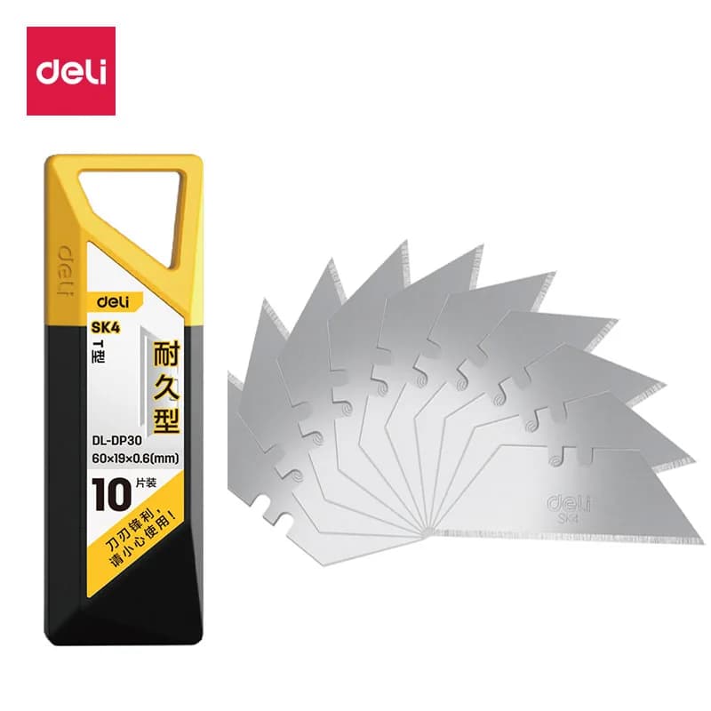 Deli 10pcs/box Knife Blade 19mm Width SK4 Metal Utility Knife Blades for Home School HandCraft Paper Box Cutting Trapezoid Blade