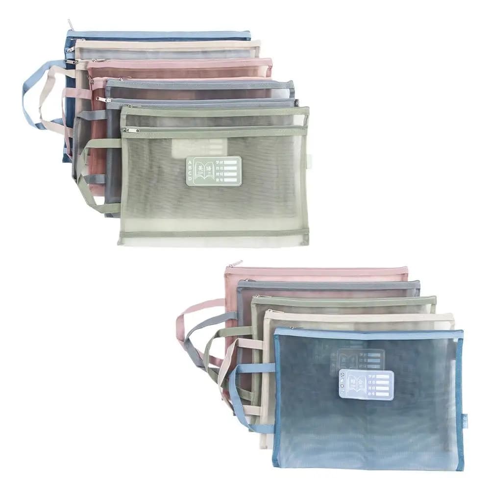 Organizer Pouch Paper File Pocket School Office Supplies A4 File Folder Bag Storage Handbag Document Bag Zipper File Pocket