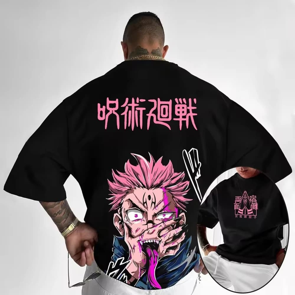 Jujutsu Kaisen Anime Men Clothing Tee Shirt Homme New in Top Haikyuu Tees short sleeve Round Neck Printing Pullover T-Shirts