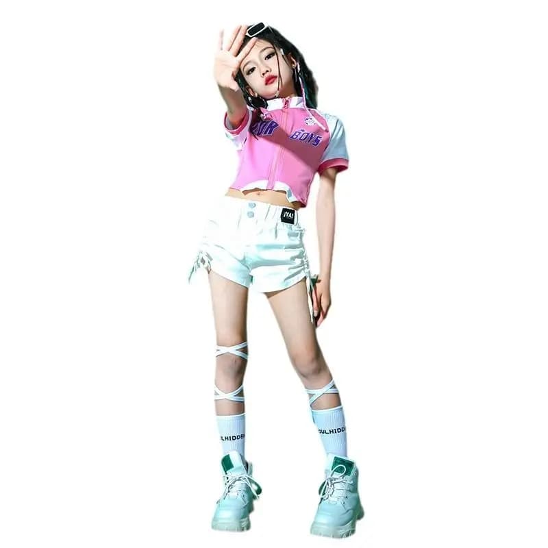 Girls Crop Top Cargo Pants Street Dancing Clothes for Teenage Ballroom Hip Hop Clothing  Children Jazz Street Dance Costumes